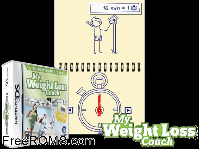 My Health Coach - Manage Your Weight Europe NDS game showing 3D box cover and gameplay screenshot
