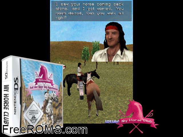 My Horse Club Europe NDS game showing 3D box cover and gameplay screenshot