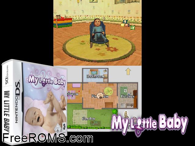 My Little Baby Europe NDS game showing 3D box cover and gameplay screenshot