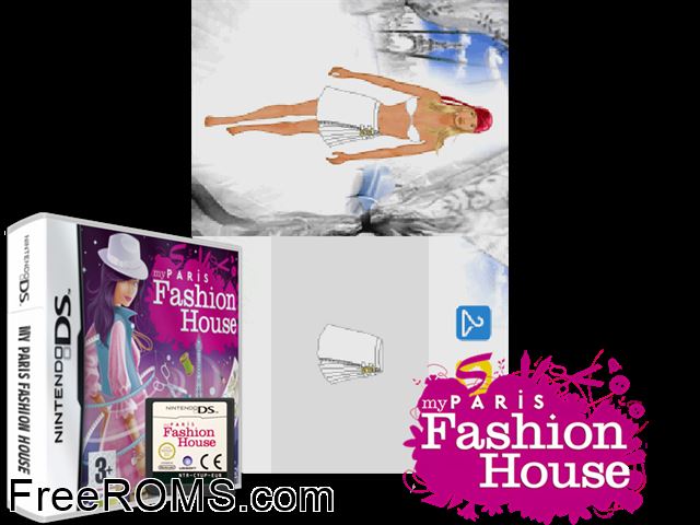 My Paris Fashion House Europe NDS game showing 3D box cover and gameplay screenshot