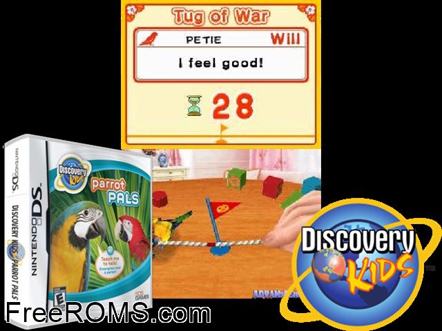 My Pet Parrot Europe NDS game showing 3D box cover and gameplay screenshot