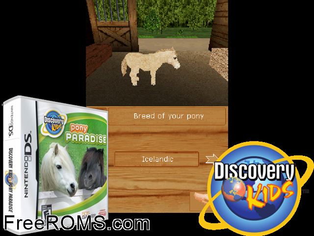 My Pet Pony Europe NDS game showing 3D box cover and gameplay screenshot