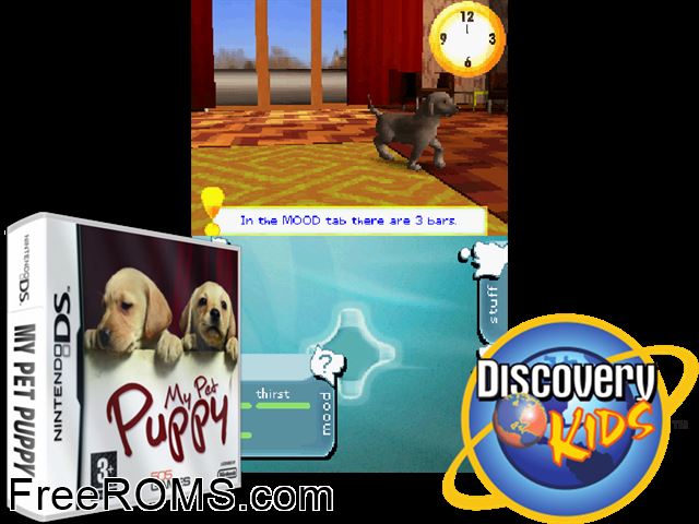 My Pet Puppy Europe NDS game showing 3D box cover and gameplay screenshot