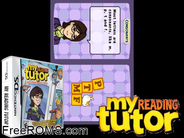 My Reading Tutor NDS game showing 3D box cover and gameplay screenshot