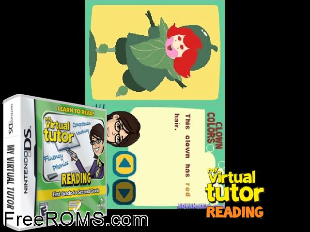 My Virtual Tutor Reading Pre-K to Kindergarten NDS game showing 3D box cover and gameplay screenshot