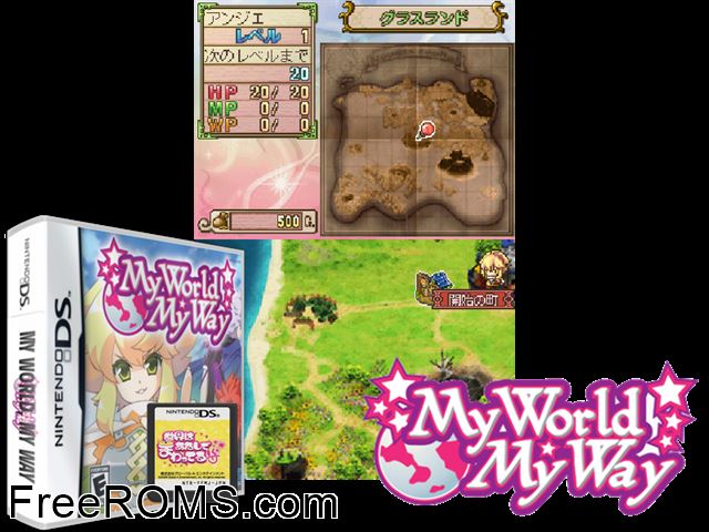 My World My Way NDS game showing 3D box cover and gameplay screenshot