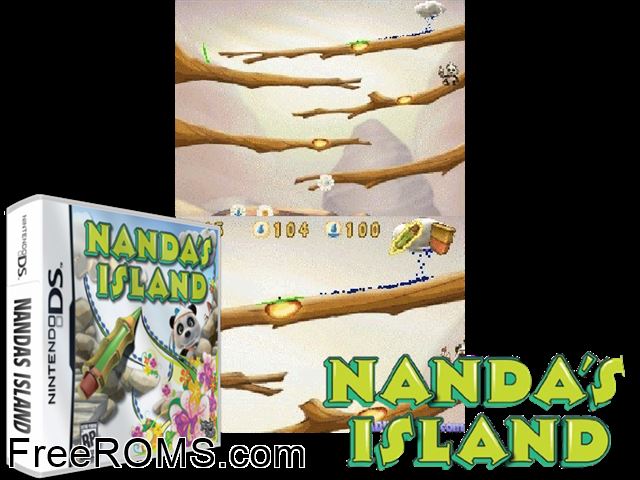 Nandas Island NDS game showing 3D box cover and gameplay screenshot