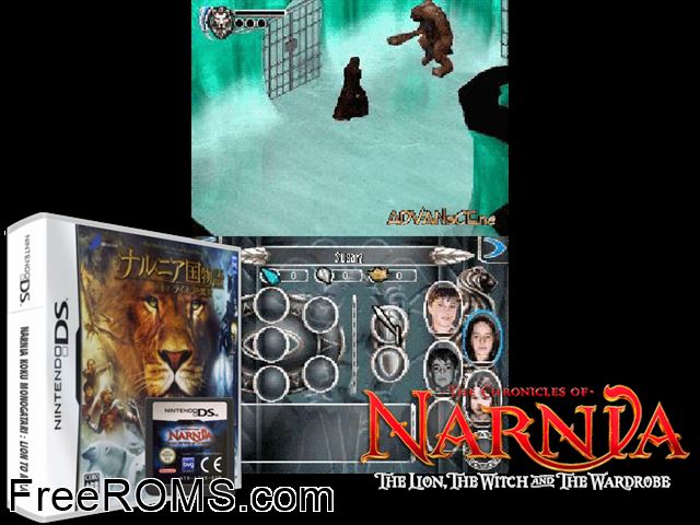 Narnia Koku Monogatari - Lion to Majo Japan NDS game showing 3D box cover and gameplay screenshot