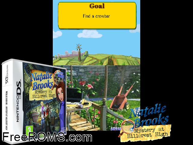 Natalie Brooks - Mystery at Hillcrest High Europe NDS game showing 3D box cover and gameplay screenshot