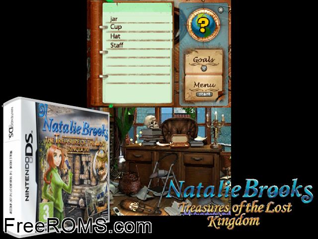 Natalie Brooks - Treasures of the Lost Kingdom Europe NDS game showing 3D box cover and gameplay screenshot