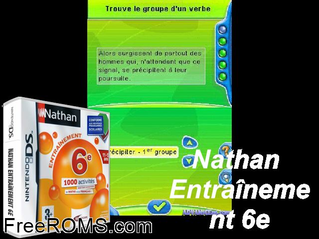 Nathan Entrainement 6e - 1000 Activites France NDS game showing 3D box cover and gameplay screenshot