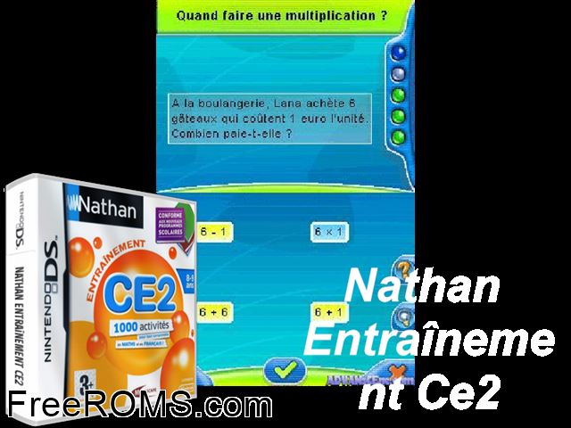Nathan Entrainement CE2 - 1000 Activites France NDS game showing 3D box cover and gameplay screenshot
