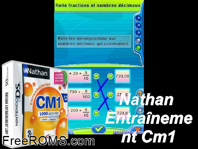 Nathan Entrainement CM1 France NDS game showing 3D box cover and gameplay screenshot