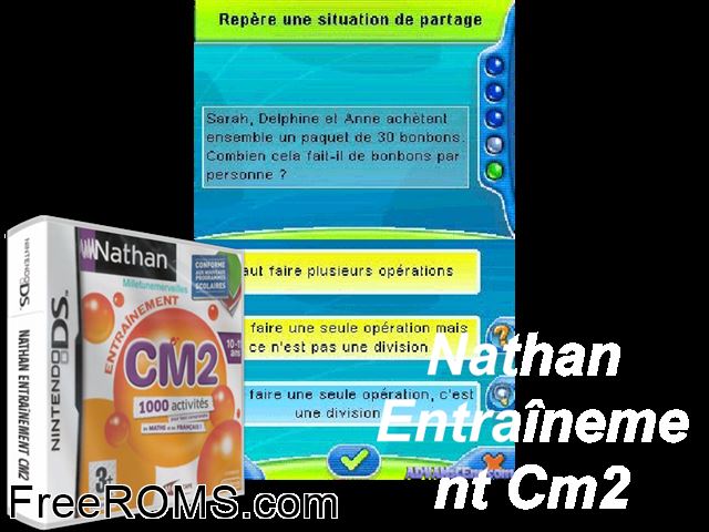 Nathan Entrainement CM2 France NDS game showing 3D box cover and gameplay screenshot