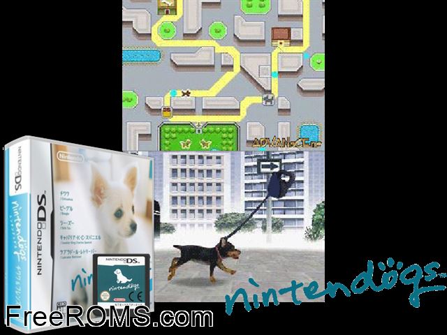Nintendogs - Chihuahua and Friends Japan NDS game showing 3D box cover and gameplay screenshot