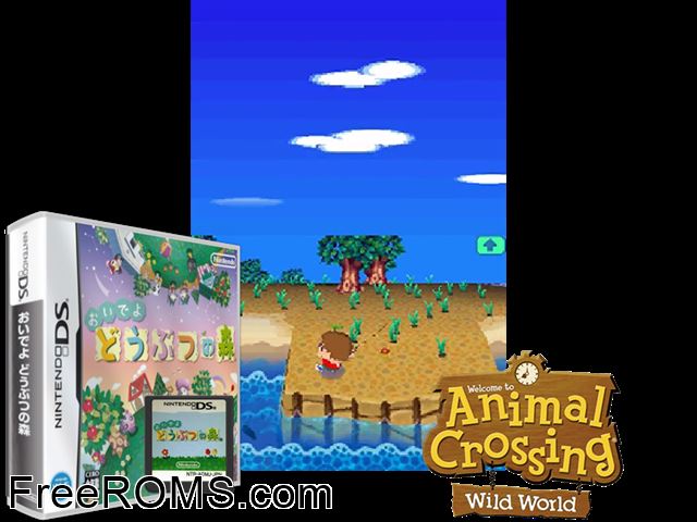 Oide yo Doubutsu no Mori Japan NDS game showing 3D box cover and gameplay screenshot