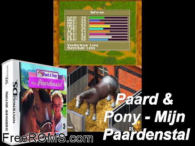 Paard and Pony - Mijn Paardenstal Europe NDS game showing 3D box cover and gameplay screenshot