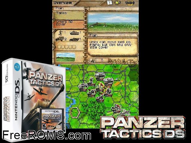Panzer Tactics DS Europe NDS game showing 3D box cover and gameplay screenshot