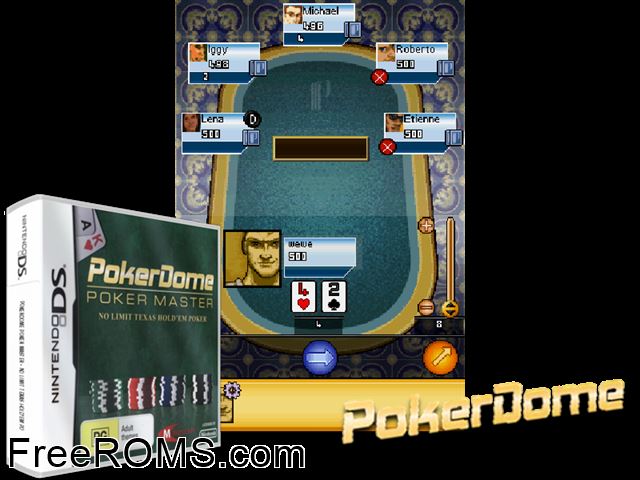Partouche Poker Tour France NDS game showing 3D box cover and gameplay screenshot