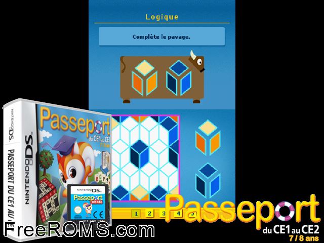 Passeport du CE1 au CE2 France NDS game showing 3D box cover and gameplay screenshot