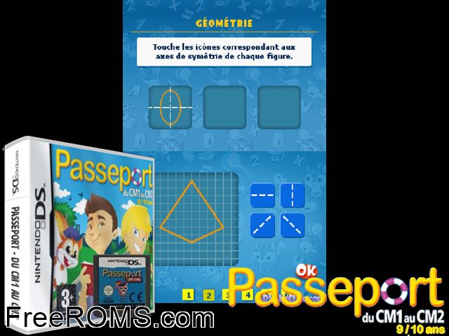 Passeport du CM1 au CM2 France NDS game showing 3D box cover and gameplay screenshot