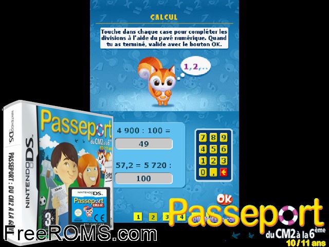 Passeport du CM2 a la 6eme France NDS game showing 3D box cover and gameplay screenshot