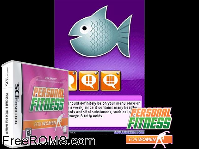 Personal Fitness for Women NDS game showing 3D box cover and gameplay screenshot