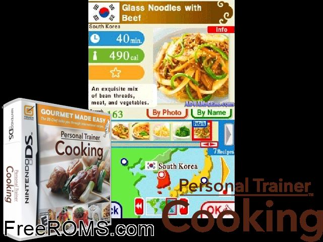 Personal Trainer - Cooking NDS game showing 3D box cover and gameplay screenshot
