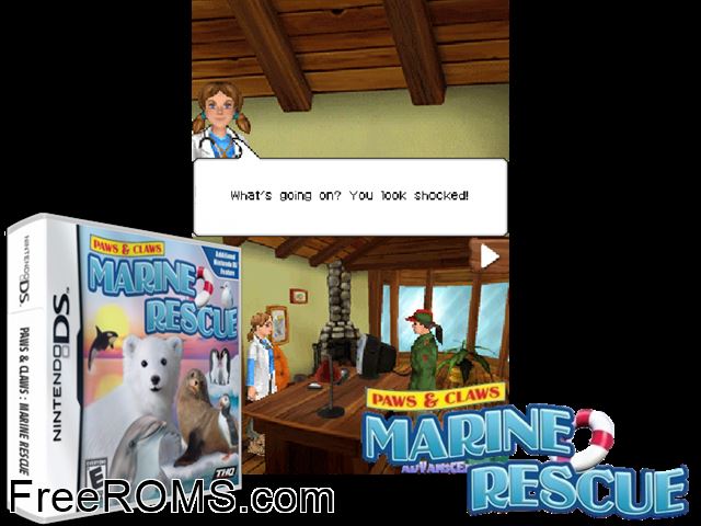Pet Vet - Marine Patrol Europe NDS game showing 3D box cover and gameplay screenshot