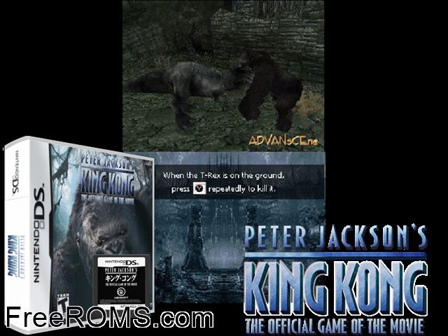 Peter Jacksons King Kong NDS game showing 3D box cover and gameplay screenshot