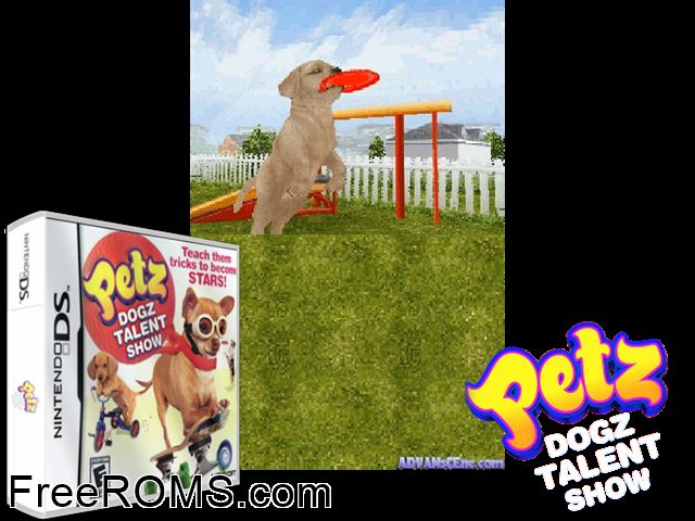Petz - Dogz Talent Show NDS game showing 3D box cover and gameplay screenshot