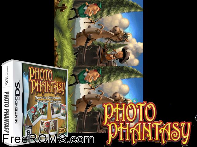 Photo Phantasy NDS game showing 3D box cover and gameplay screenshot