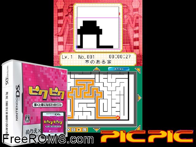 Pic Pic - Toku to E Ninaru 3-tsu no Puzzle Japan NDS game showing 3D box cover and gameplay screenshot