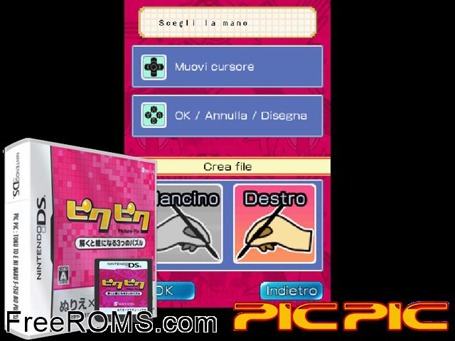 Pic Pic Italy NDS game showing 3D box cover and gameplay screenshot