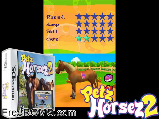 Pippa Funnell 2 - Farm Adventures Europe NDS game showing 3D box cover and gameplay screenshot