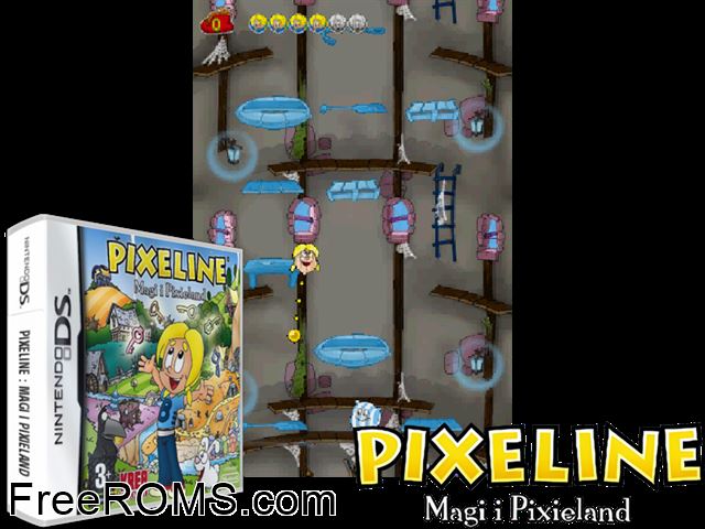 Pixeline - Magi i Pixieland Europe NDS game showing 3D box cover and gameplay screenshot