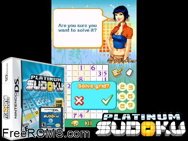 Platinum Sudoku NDS game showing 3D box cover and gameplay screenshot