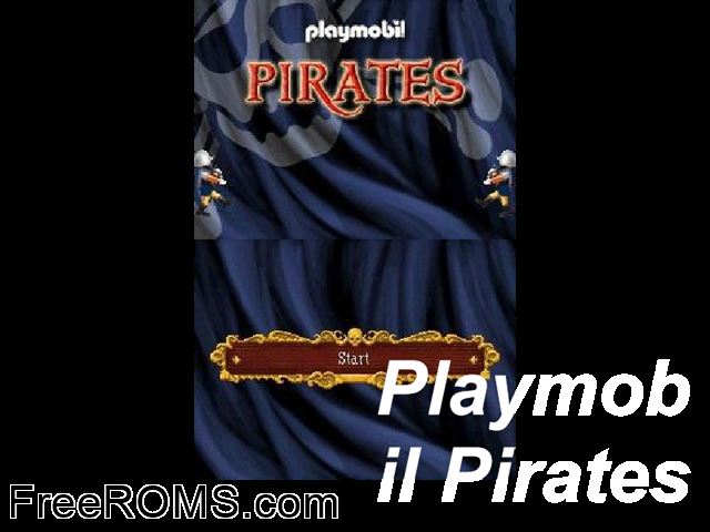 Playmobil - Pirates NDS game showing 3D box cover and gameplay screenshot