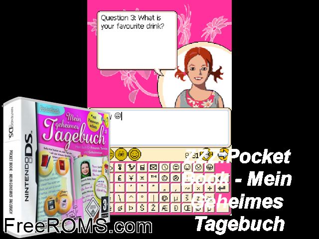 Pocketbook - My Personal Diary Europe NDS game showing 3D box cover and gameplay screenshot