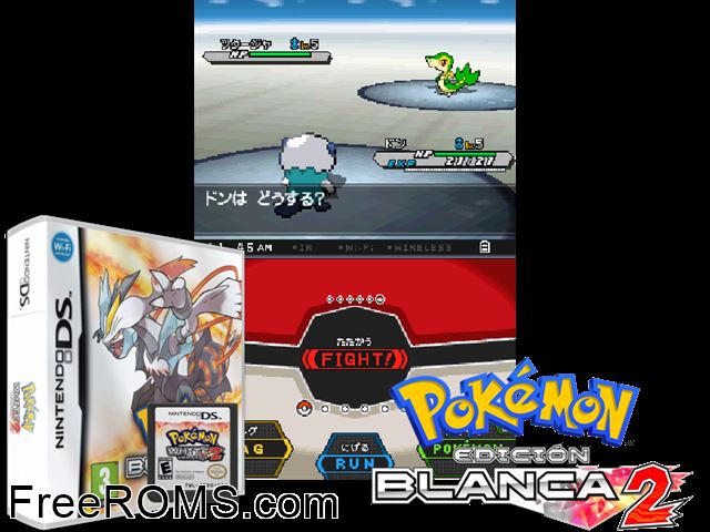 Pokemon Edicion Blanca 2 NDS game showing 3D box cover and gameplay screenshot