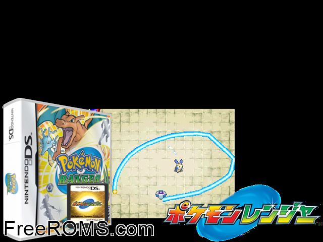 Pokemon Ranger NDS game showing 3D box cover and gameplay screenshot