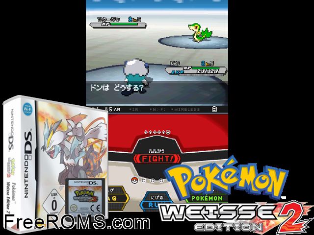 Pokemon Weisse Edition 2 NDS game showing 3D box cover and gameplay screenshot