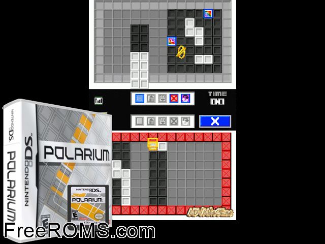 Polarium NDS game showing 3D box cover and gameplay screenshot