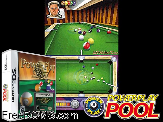Power Play Pool Europe NDS game showing 3D box cover and gameplay screenshot