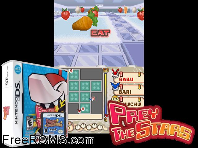Prey the Stars - Gabu Gabu Planet Europe NDS game showing 3D box cover and gameplay screenshot