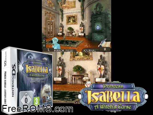 Princess Isabella - A Witchs Curse Europe NDS game showing 3D box cover and gameplay screenshot