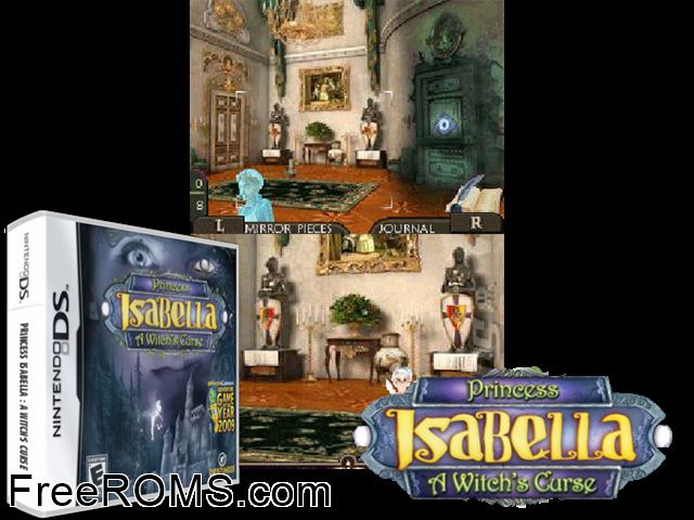 Princess Isabella A Witchs Curse NDS game showing 3D box cover and gameplay screenshot