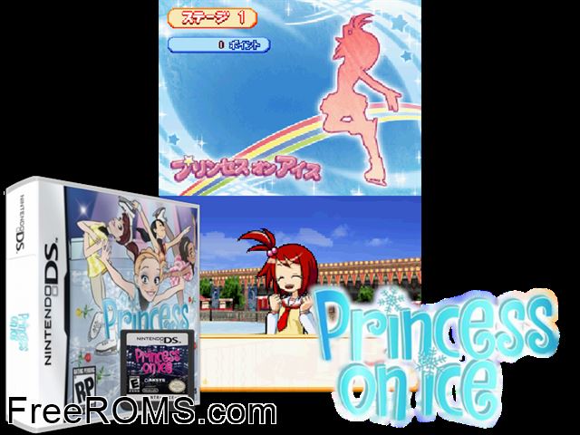Princess on Ice NDS game showing 3D box cover and gameplay screenshot