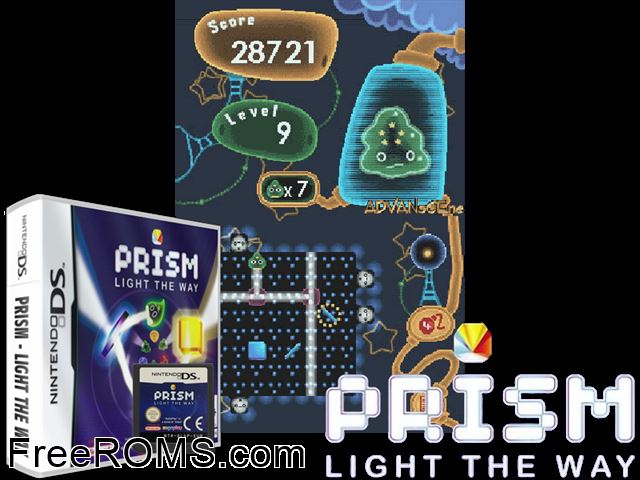 Prism - Light the Way Europe NDS game showing 3D box cover and gameplay screenshot
