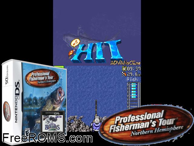 Professional Fishermans Tour - Northern Hemisphere NDS game showing 3D box cover and gameplay screenshot